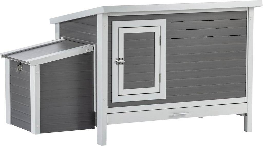 New Age Pet ECOFLEX Fontana Premier Chicken Barn, Weather Resistant Gray Coop with Easy Clean Pull Out Tray, Nesting Box, Hinged Roof, Easy No Tool Assembly for 2 to 4 Chickens