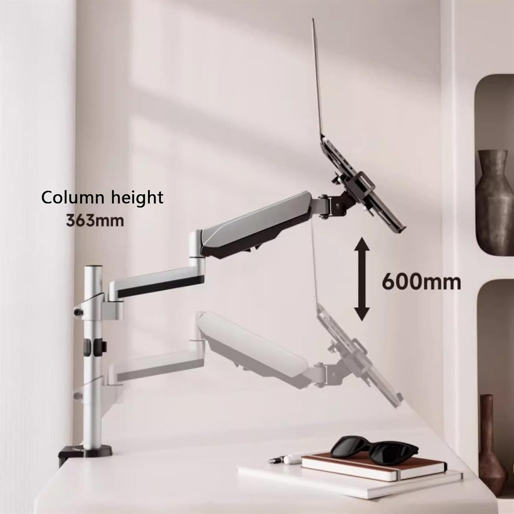 Monitor Stand 2 in 1 Laptop Desk Mount with Tray for 17-32' Monitor and 12-17', Holds 19.8 lbs, Fully Adjustable Arm with Clamp/Grommet Base Monitor Arm Desk
