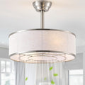 20' Sliver Caged Boho Fandelier Ceiling Fan with Light & Remote Control - Bladeless Chandelier Fan, 6 Speed Quiet Reversible Motor for Bedroom, Nursery, Living Room