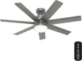 Hunter Fan 52 inch Matte Silver Indoor/Outdoor Ceiling Fan with Light and Remote Control for Bedroom, Living Room, Office, Basement, Kitchen, Patio, CC5C23C76 (Renewed)