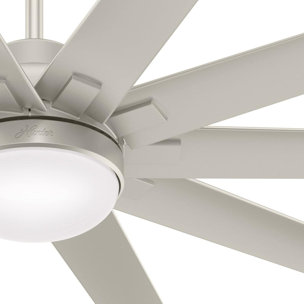 Hunter Fan 72 inch Ceiling Fan with Light, Outdoor or Indoor Matte Nickel Ceiling Fan for Porch, Living Room, Office, Kitchen, Garage, 10 Blades (Renewed)