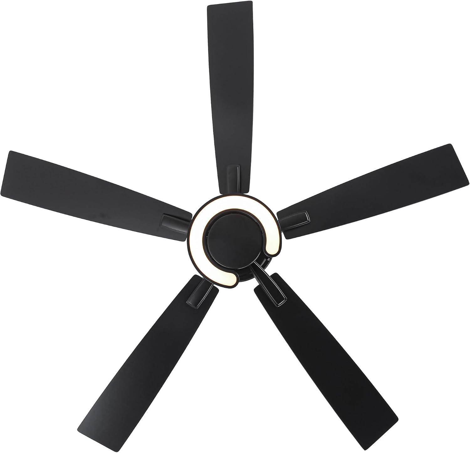 52 Inch Black Ceiling Fans with Lights and Remote - Creative Modern Ceiling Fan for Bedroom Living Room with 3CCT, 6 Speeds, Quiet, Dual-Sided Reversible 5 Blades Indoor Outdoor Chandelier Fan