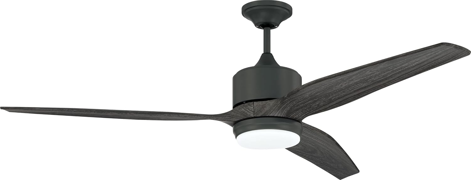 Craftmade 60' Mobi Ceiling Fan, Dark Aged Galvanized Gray Finish, Outdoor Rated, 3 ABS Blades, Remote & Wall Control Included, LED Light Kit with Optional Lens Cover Included