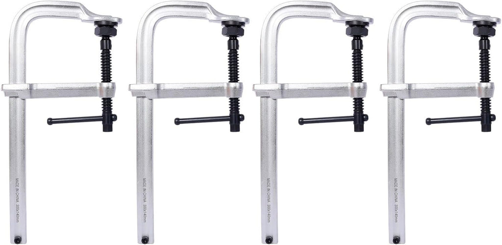12' Opening Heavy Duty F-Clamps with Replaceable Swivel Pad, Bar Clamps for Welding Woodworking, 5-1/2' Throat Depth, 2660Lbs Clamping Force, Pack of 4, 4 Pcs