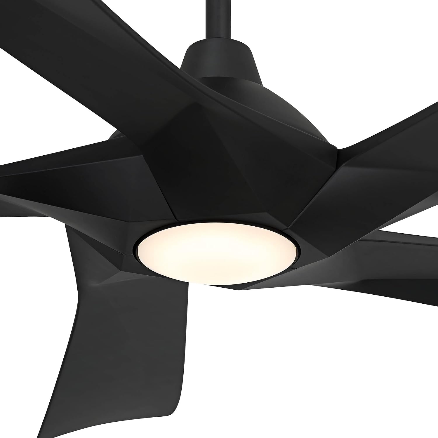 Possini Euro Design 60' Eloquent Modern Indoor Outdoor Ceiling Fan 5 Blade LED Light Remote Control Matte Black Finish Blades Bedroom Patio Living Room Kitchen Porch Damp Rated Decorative DC Motor