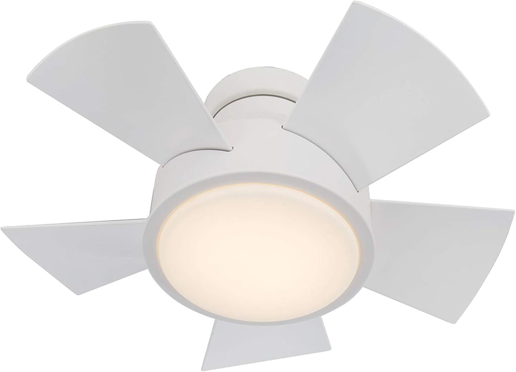 Modern Forms Vox 26 in Smart Indoor and Outdoor Smart Flush Mount Ceiling Fan in Matte White with Remote Control 3000K