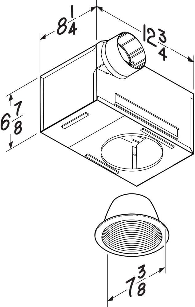 Broan-NuTone 744L Recessed Light Ventilation Fan, Selectable Speed 50-80 CFM, 0.3-2 Sones, White