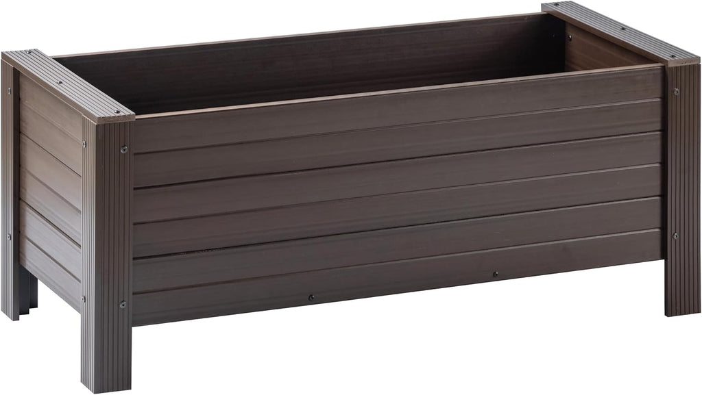 New Age Garden ECOFLEX 48' Rectangular Planter Box - Durable, Non-Toxic Wood Plastic Composite, Can Be Painted, Ideal for Flowers, Herbs, Vegetables - Deep Planting 17.5' Depth, Walnut