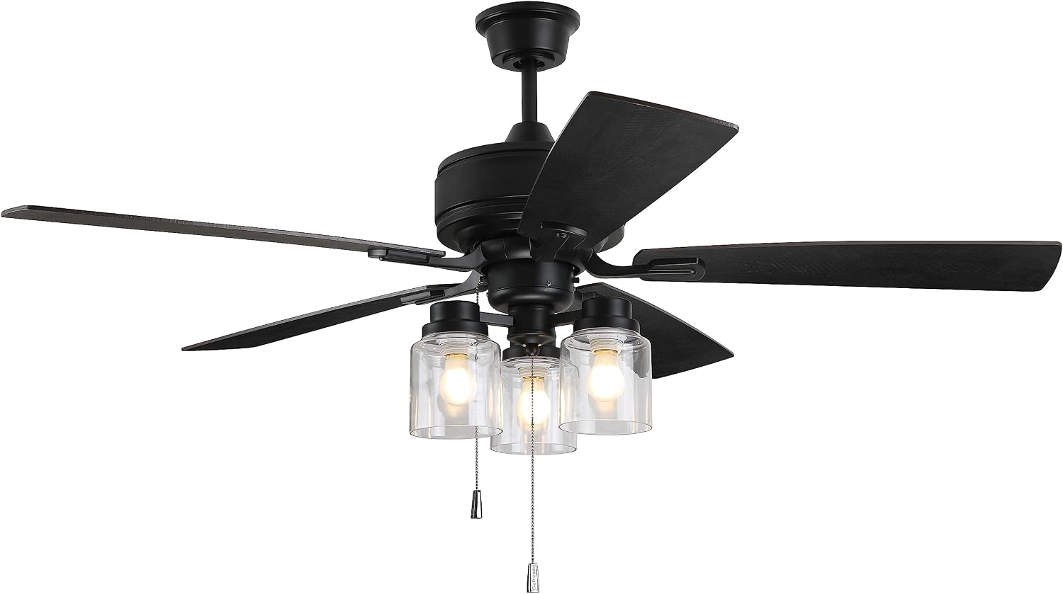 Craftmade Lighting KTE52FB5 Kate - 52 Inch 5 Blade Ceiling Fan with Light Kit, Flat Black Finish with Black Walnut/Grey Walnut Blade Finish with Clear Glass
