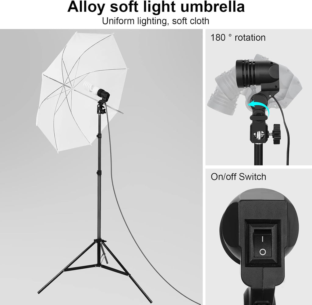 Photography Lighting kit with Backdrops, 8.5x10ft Backdrop Stands, UL Certified 5500K 800W Equivalent 25W LED Umbrella Softbox Continuous Lighting, Photo Studio Equipment for Photo Video Shoot