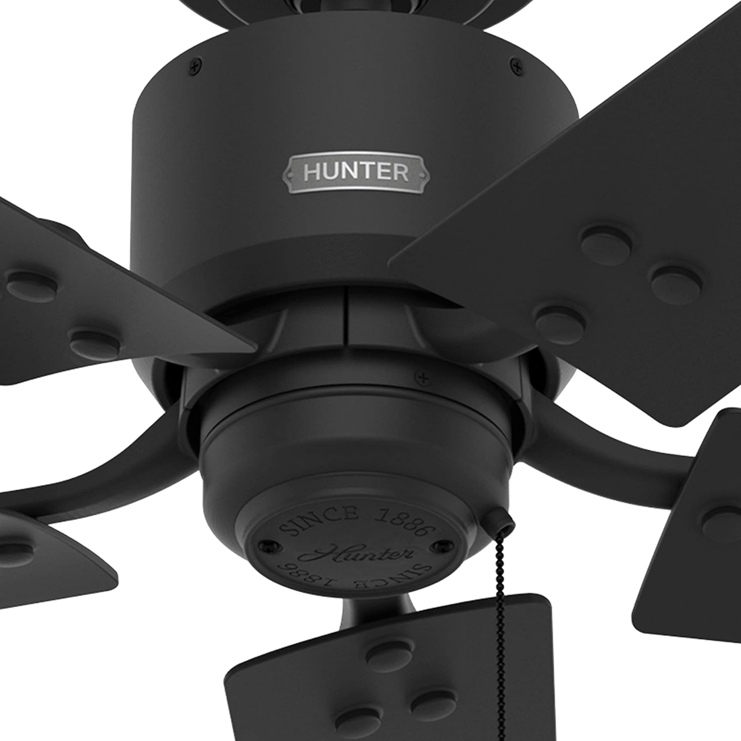 Hunter Fan 52 inch Casual Matte Black Indoor/Outdoor Ceiling Fan with 5 Blades and Pull Chain (Renewed)