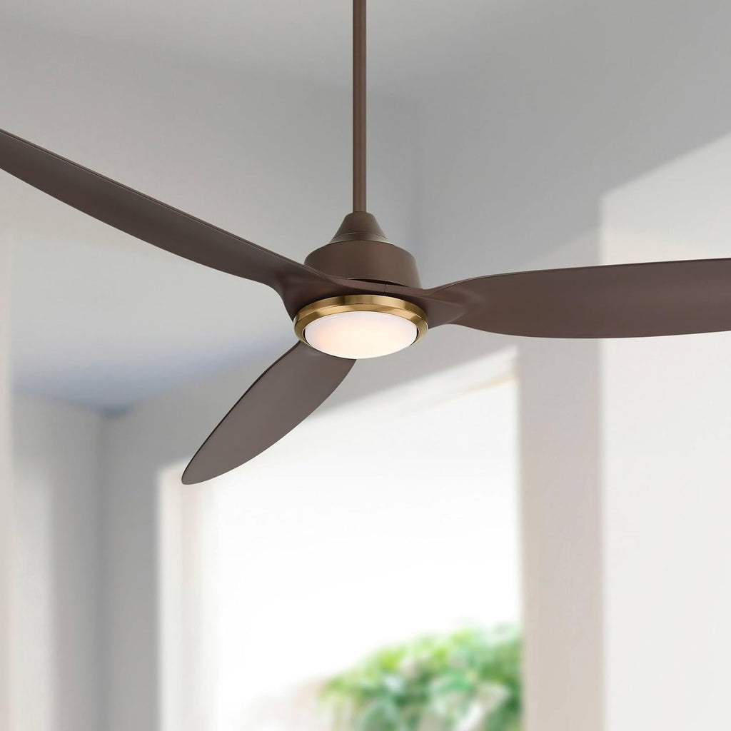 Casa Vieja 60' Revere Mid Century Modern Indoor Outdoor Ceiling Fan 3 Blade Customize LED Remote Control Emperial Bronze Finish Blades Bedroom Patio Living Room Kitchen Damp Rated Decorative