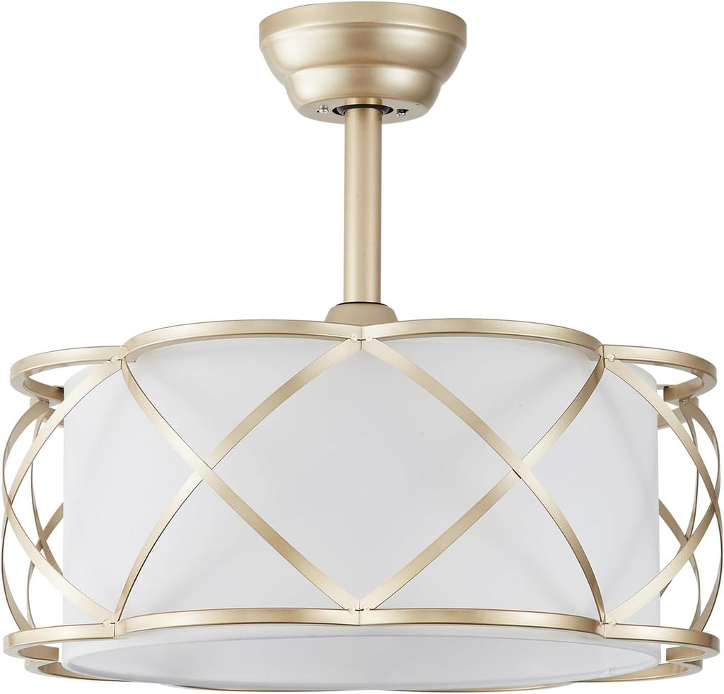 Gold Fandelier Ceiling Fans with Lights, 20' Mid Century Boho Chandelier Ceiling Fan Remote Control with 6 Speeds for Bedroom, Nursery, Living Room