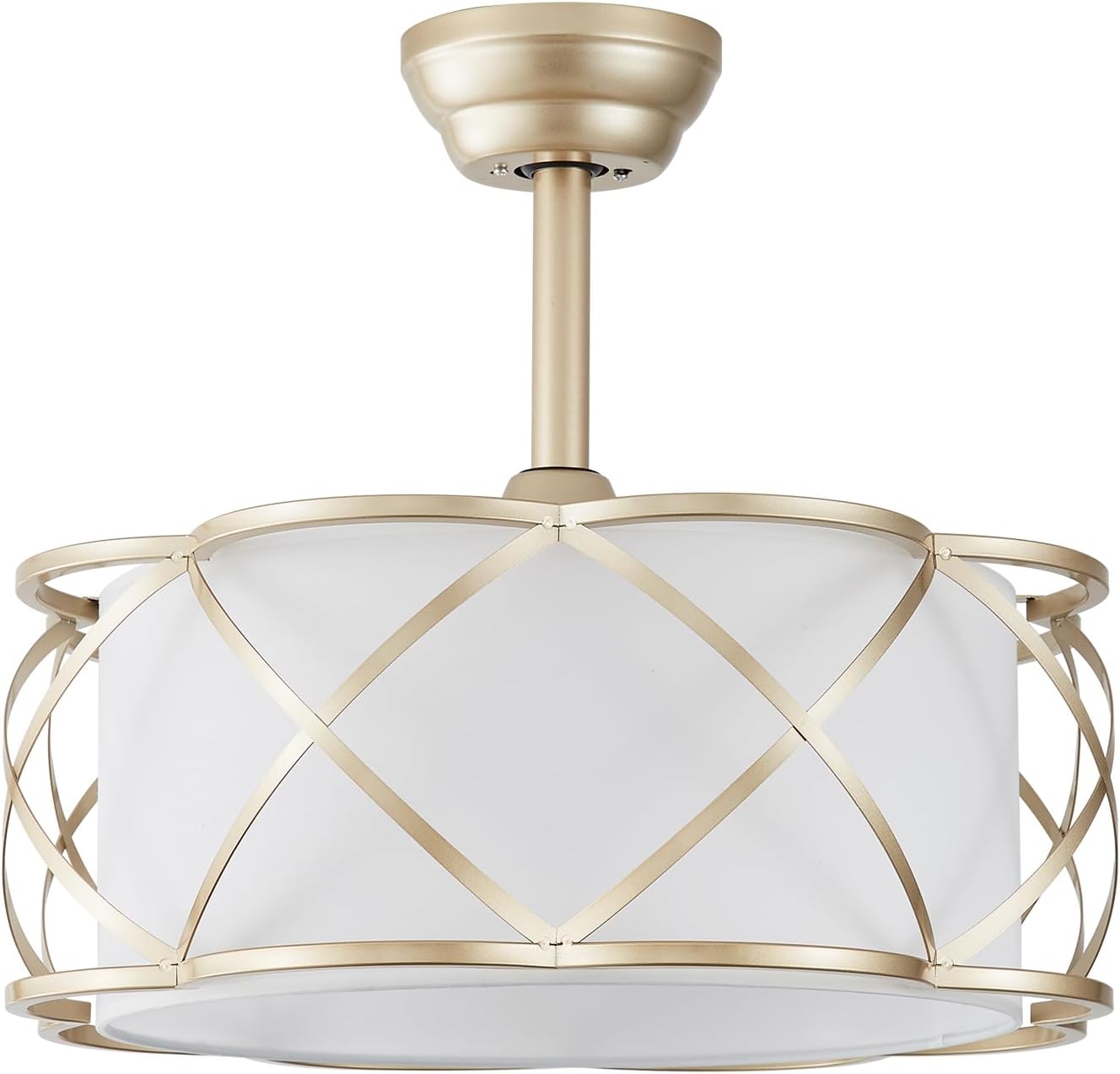 Gold Fandelier Ceiling Fans with Lights, 20' Mid Century Boho Chandelier Ceiling Fan Remote Control with 6 Speeds for Bedroom, Nursery, Living Room
