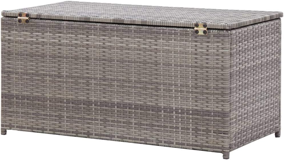 Garden Storage Box Indoor/Outdoor Storage Container and Gardening Tools - Store Items on Patio, Garage, Yard.Poly Rattan 39.4'x19.7'x19.7' Gray
