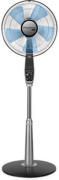 Rowenta Pedestal Fan, 53 Inches, Ultra Quiet Oscillating Fan for Bedroom, Portable, 5 Speeds, Refresh Up to 23-Feet, Silver, Indoor, VU5670