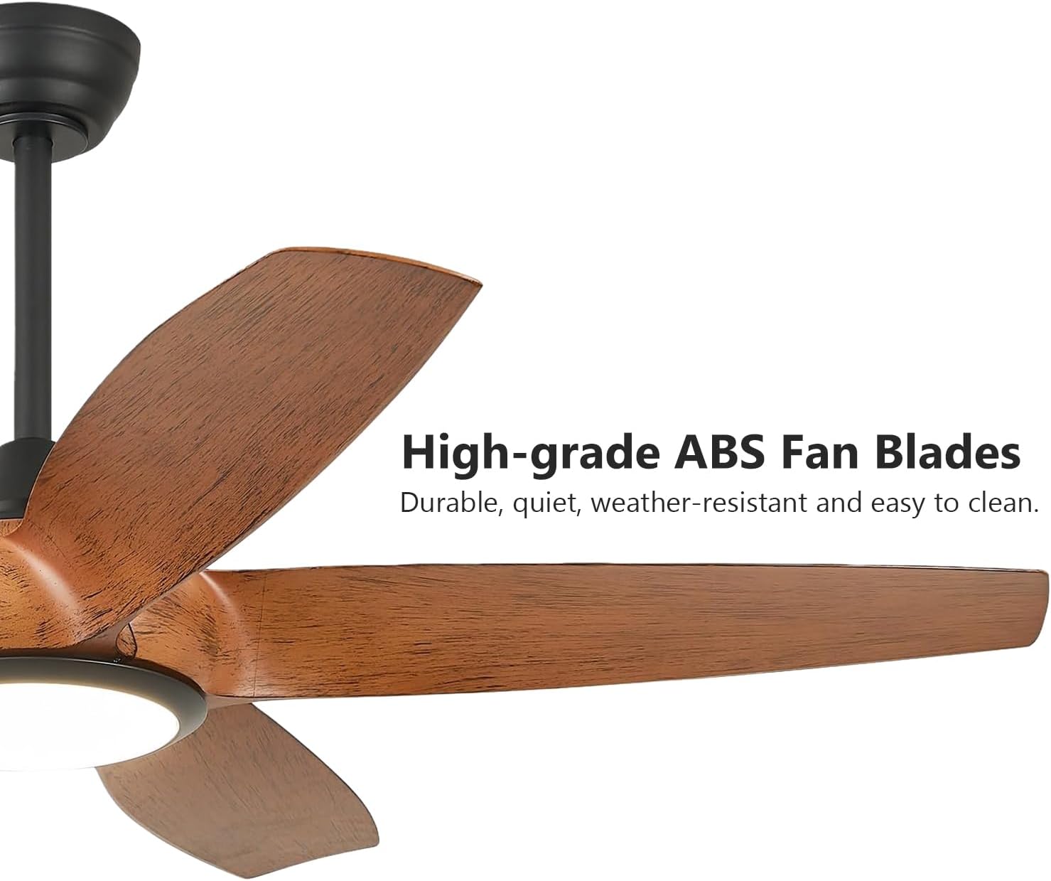 54'' Ceiling Fans with Lights, Indoor/Outdoor Modern Ceiling Fan with Remote, 5 ABS Blades, Reversible DC Motor, 6 Speeds, 3 Color Lights, ETL Listed, for Bedroom Living Room (Walnut)