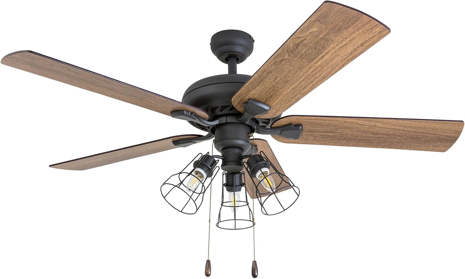 Prominence Home Lincoln Woods 52 Inch Ceiling Fan with LED Light, Pull Chain & Remote, 5 Blades with Reversible Motor and Tri-Mount Options, Bronze