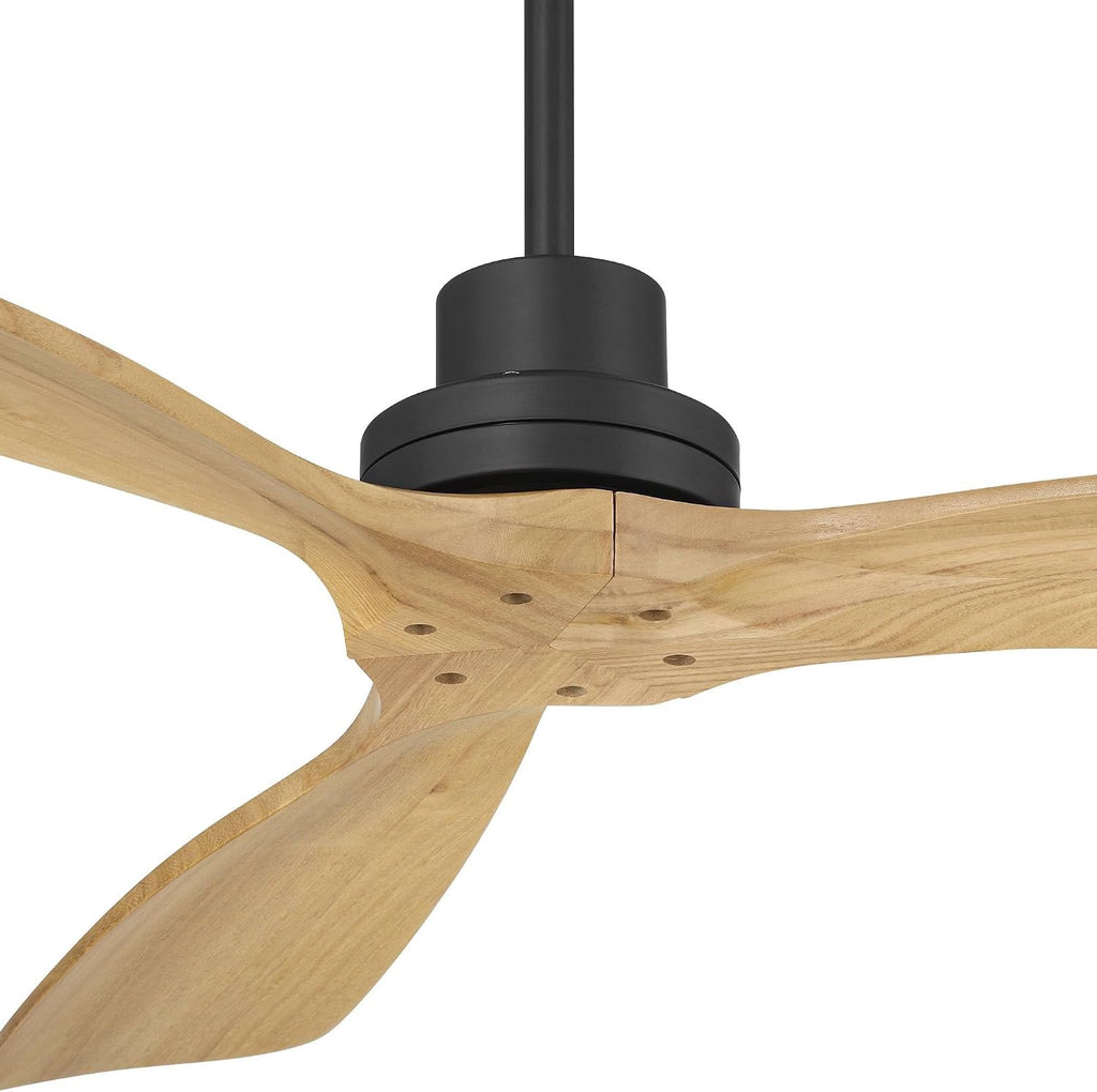 Casa Vieja 52' Delta Modern Country Indoor Cottage Core Outdoor Ceiling Fan 3 Blade Remote Control Matte Black Finish Wood Blades Bedroom Patio Living Room DC Motor Decorative Damp Rated Garage