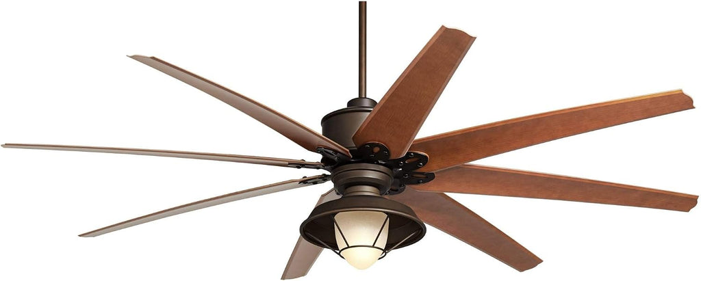 Casa Vieja 72' Predator Indoor Outdoor Ceiling Fan with Light LED Remote Control English Bronze Cherry Blades Hooded Caged Frosted Glass Damp Rated Patio Exterior House Porch Gazebo Garage Barn