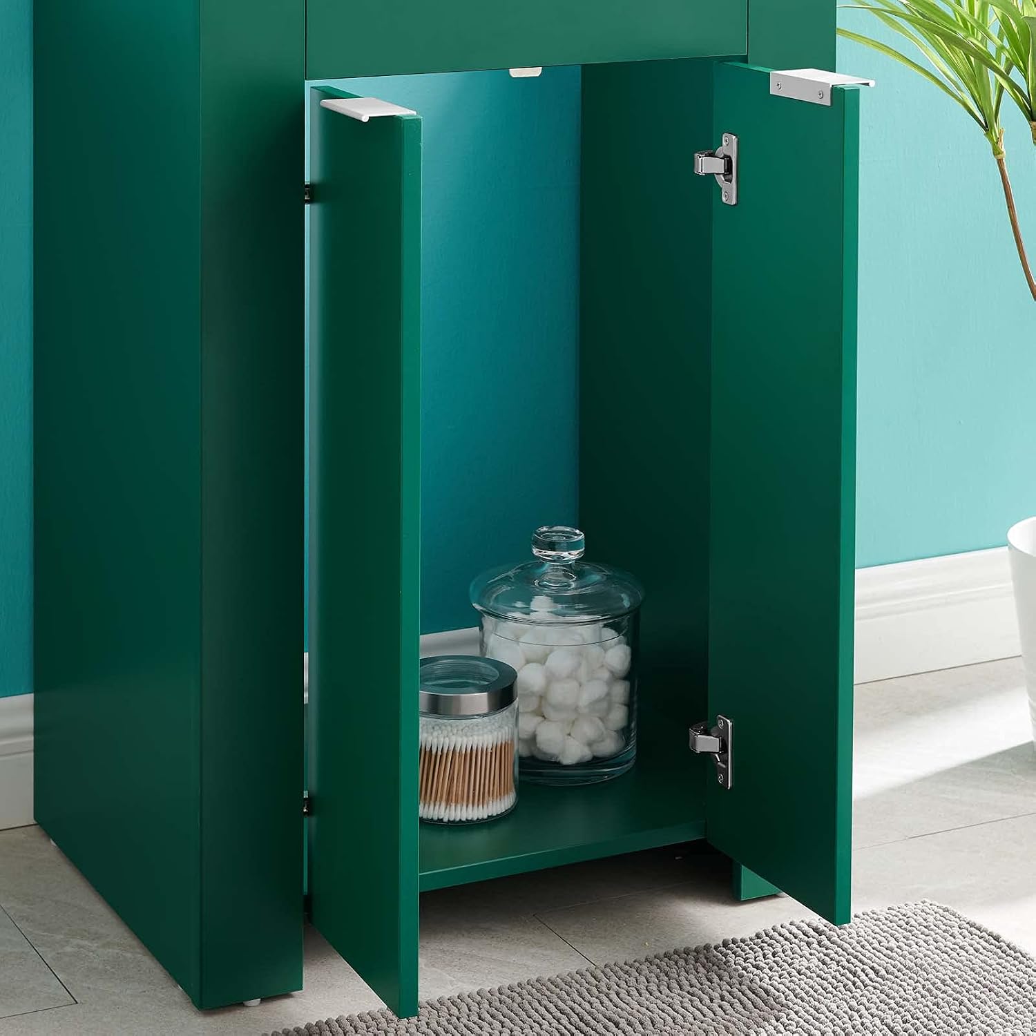 Sink Vanity Cabinet, Melamine, Green Black, Modern Contemporary, Hotel Bedroom Bathroom Master Suite