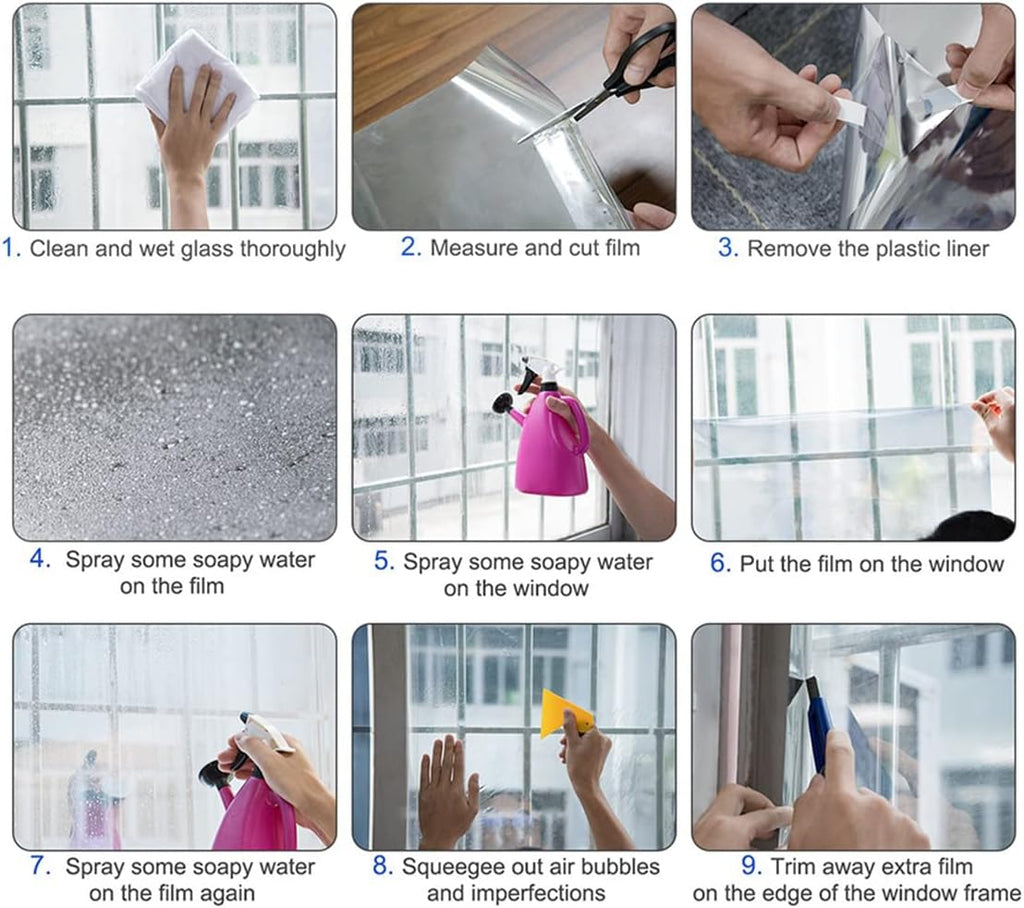Window Film Privacy One Way Window Reflective Film Sun Blocking, Heat Control and Anti UV Adhesive Mirror Window Tint for Home and Office, 60Inch x 33Feet, Silver