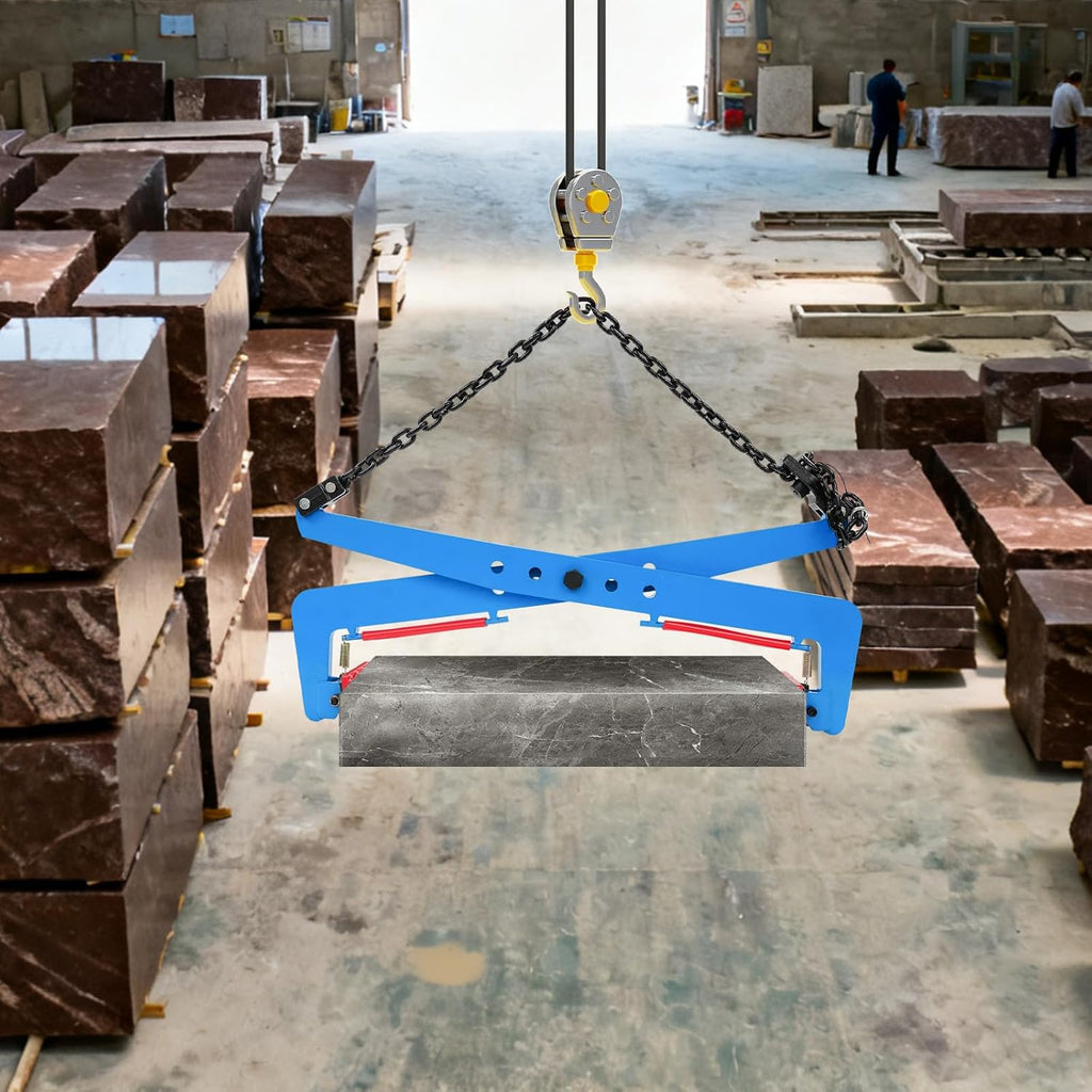 1764lbs Heavy Duty Stone Lifting Clamp 14'-35' Opening Adjustable Stone Clamp Scissor Lifter Clamp for Carrying & Vertical Transport of Concrete Blocks, Slate Sheets, Granite Slab, Timber (Blue)