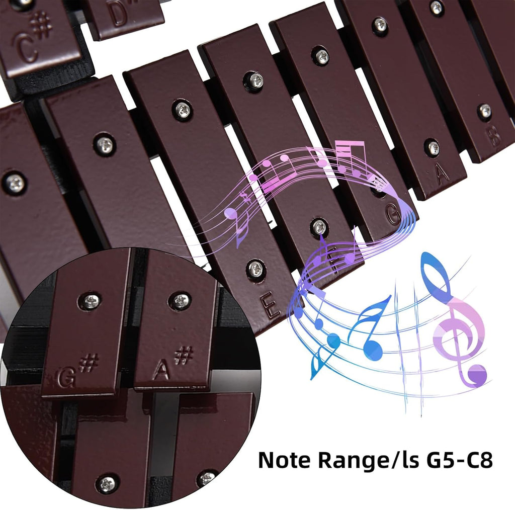 Foldable Glockenspiel Xylophone, 30 Note Glockenspiel, Xylophone 5mm Thickness Aluminum Bars Percussion Musical Instrument with Carrying Bag 2 Mallets Gift for Beginners Students