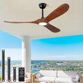 60' Ceiling Fan with Light and Remote, 6-Speed Dimmable Outdoor Ceiling Fan, High CFM Quiet 3 Blade Wood Ceiling Fan, Puoyro Modern Propeller Ceiling Fan for Outdoor Indoor Living Patio Porch (Walnut)