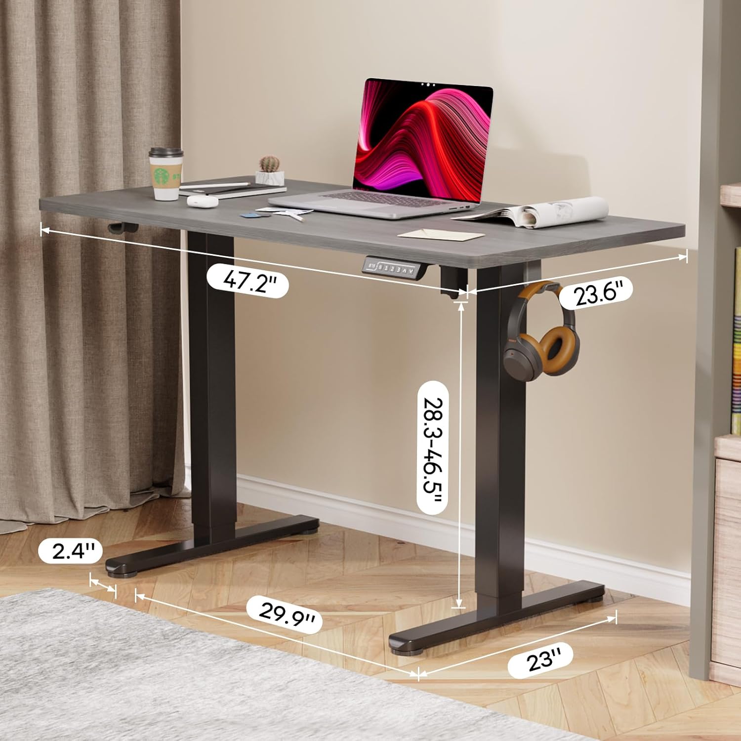 Electric Standing Desk with Clamp-on Desk Converter, Desktop Riser with Keyboard Tray Add on Home Office Desk