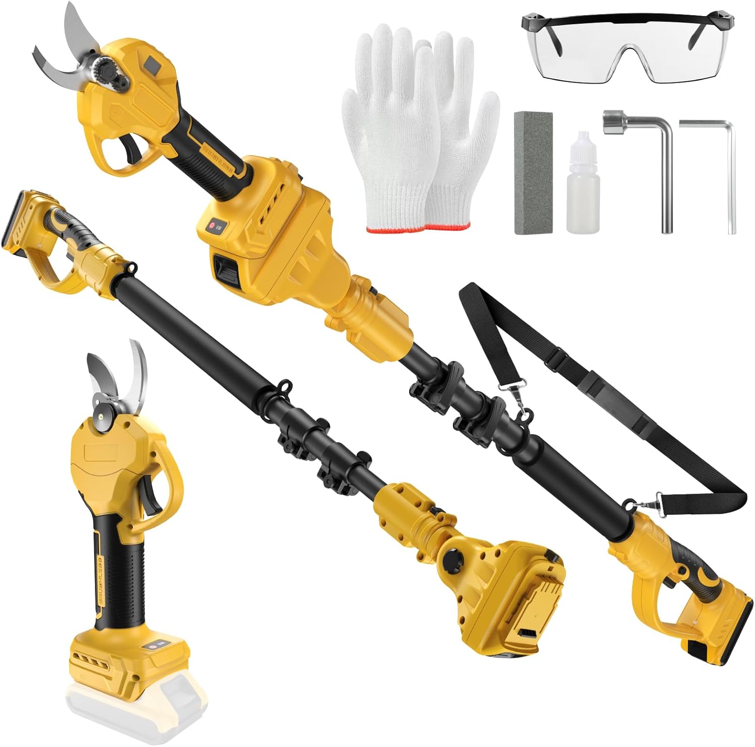 2 IN 1 Electric Pruning Shears Cordless with Pole for Dewalt 20V MAX Battery, 14Ft Reach, 1.2' Cutting Diameter, Brushless Motor Tree Pruner - for Gardening & Tree Trimming (No Battery)