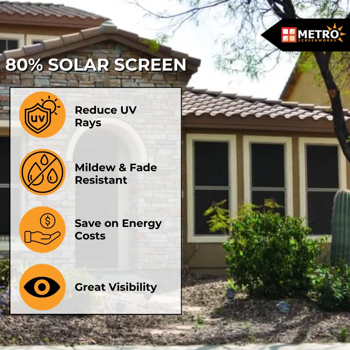 Phifer Solar Screen Mesh for Windows 80% Shade – Energy-Saving Solar Screen Roll 36 in x 100 ft, Black – DIY Exterior Sun Shades for Reduced Glare and More Privacy - Patio & Porch