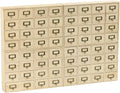 Creative Storage Wall 64-Drawer Modular Apothecary Cabinet, Stackable Light Wood Library Card Catalog Organizer with Label Holders, for Stickers, Beads, Pins, Stamps & Scrapbooking