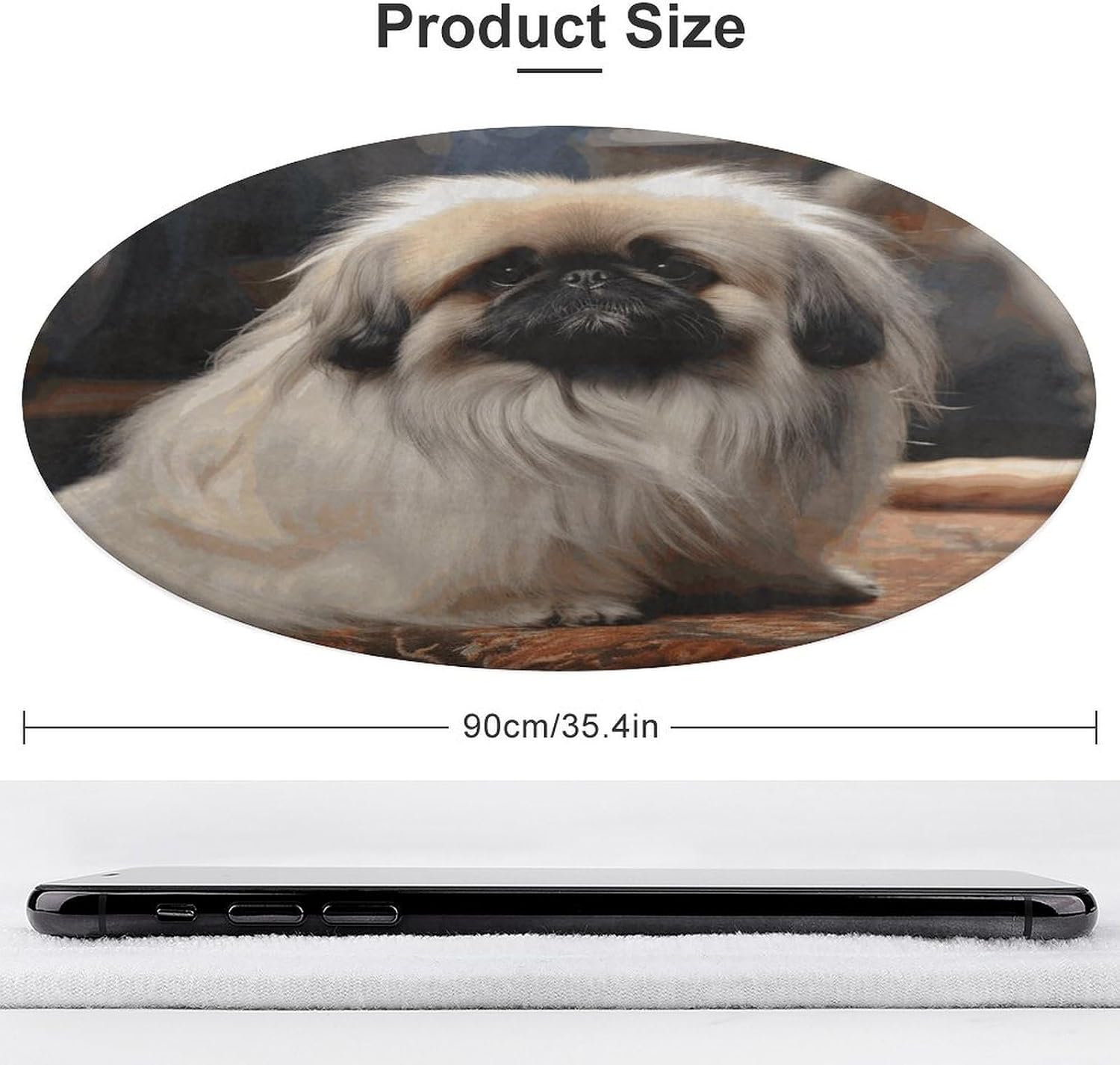 Pekingese Dog Coral Velvet Round Floor Mat Non-Slip Bath Rug Floor Covering for Bathroom Vanity Guest Suite & Vacation Home
