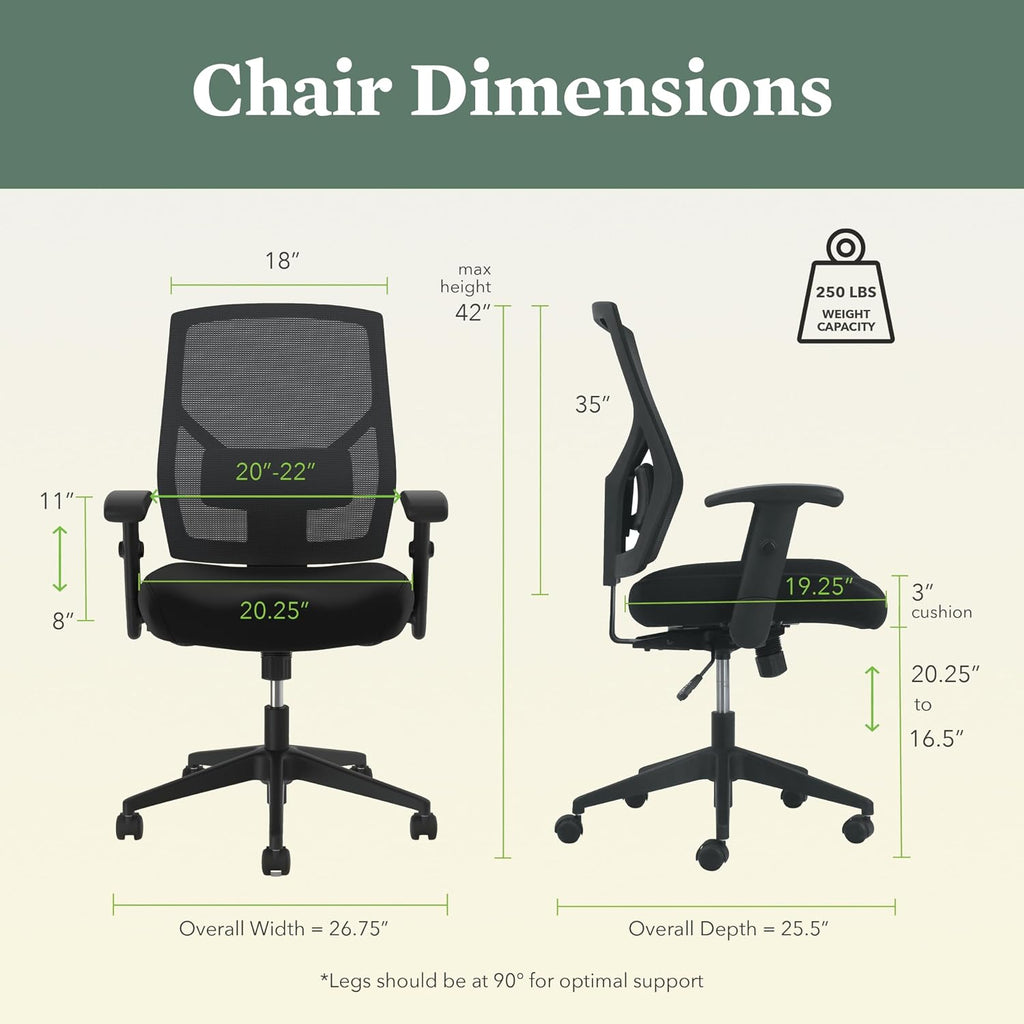 HON Crio Ergonomic Mesh Office Chair, High‑Back Desk Chair with Adjustable Arms, Lumbar Support, Center‑Tilt Swivel Seating for Computer Desks and Home Office, Black Frame, Black