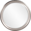 Howard Elliott George Round Brushed Nickel Wall Mirror, Bevelled Vintage Hanging Wood Framed Vanity Mirrors for Home Decor, Living Room, Bathroom, Bedroom, or Hallway, 36 Inch Round