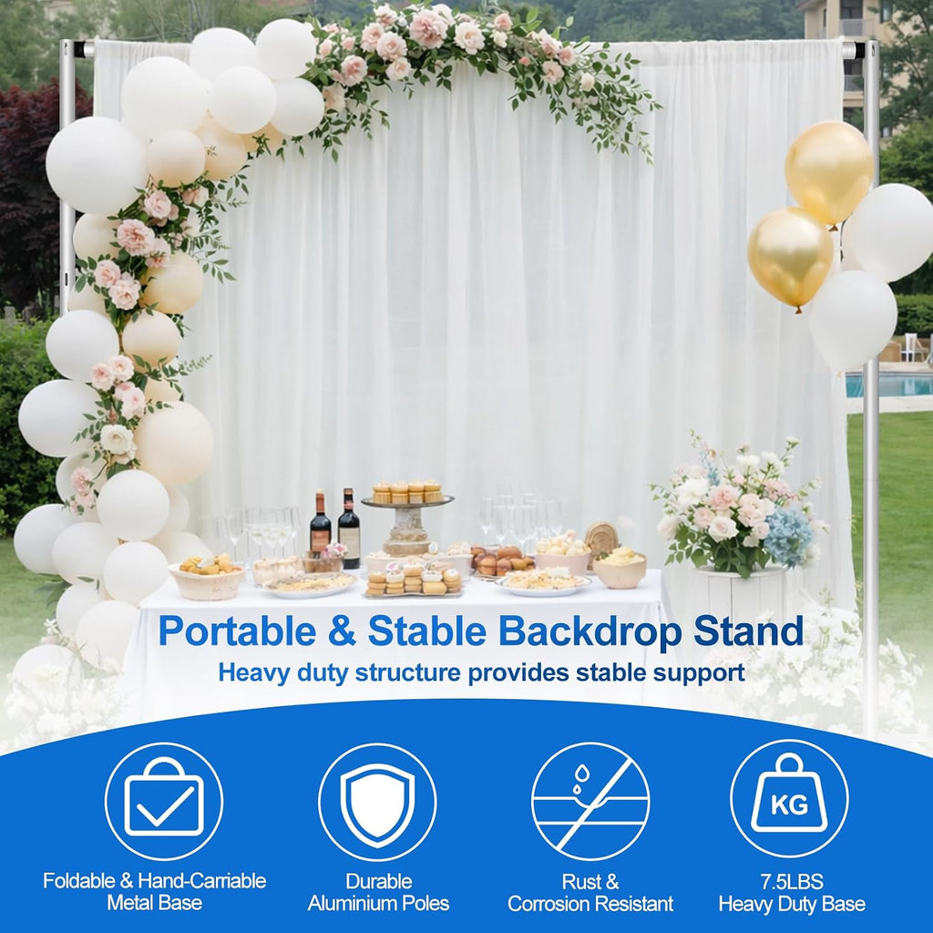 EMART 8.5 * 10ft Pipe and Drape Backdrop Stand KIt, Adjustable Heavy Duty Photo Background Stand Back Drop for Birthday Party Wedding Christmas Decorations