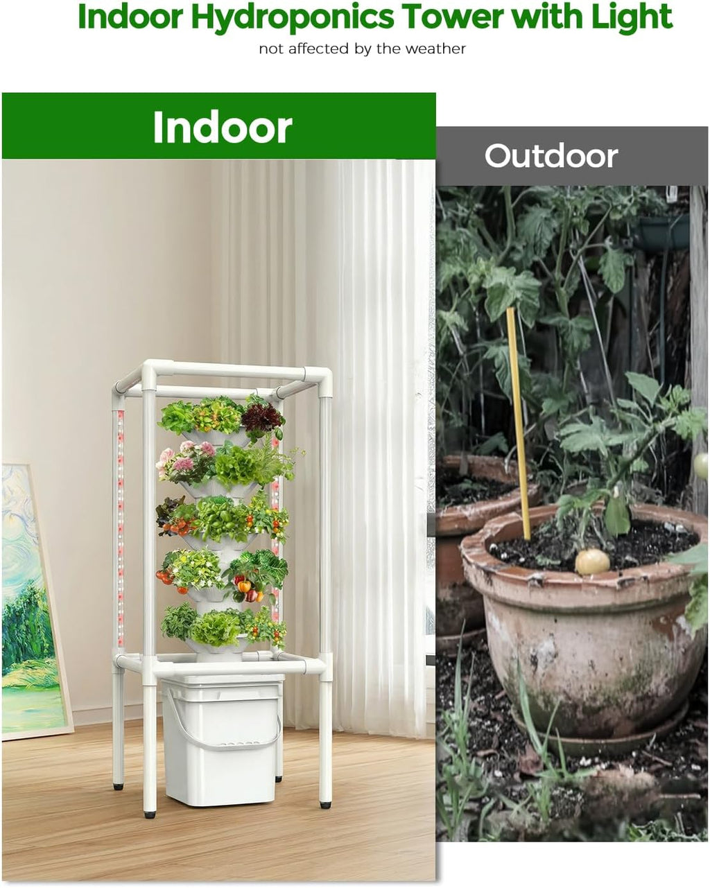 SJZX Hydroponics Growing System, Hydroponic Tower with Full-Spectrum Grow Lights, 5/14Tiers Indoor Outdoor Garden Planter, Vertical Home Gardening Germination Kits for Vegetables, Fruits, Herb (5L6H)