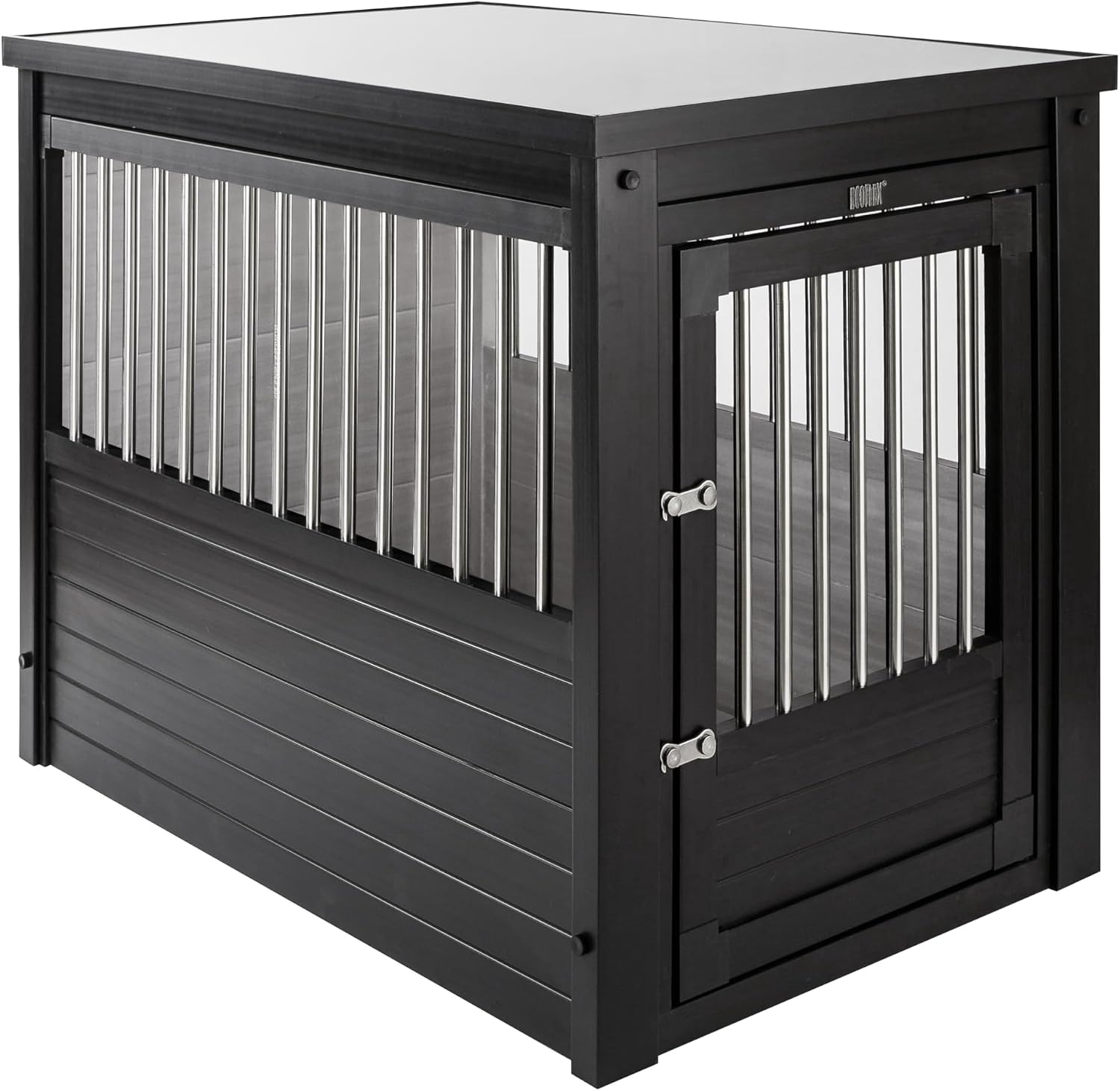 New Age Pet ECOFLEX InnPlace Dog Crate & End Table, Furniture-Style Indoor Kennel for Crate-Trained Dogs, Stainless Steel Spindles, 10-Year Warranty. 4 Colors, 4 Sizes