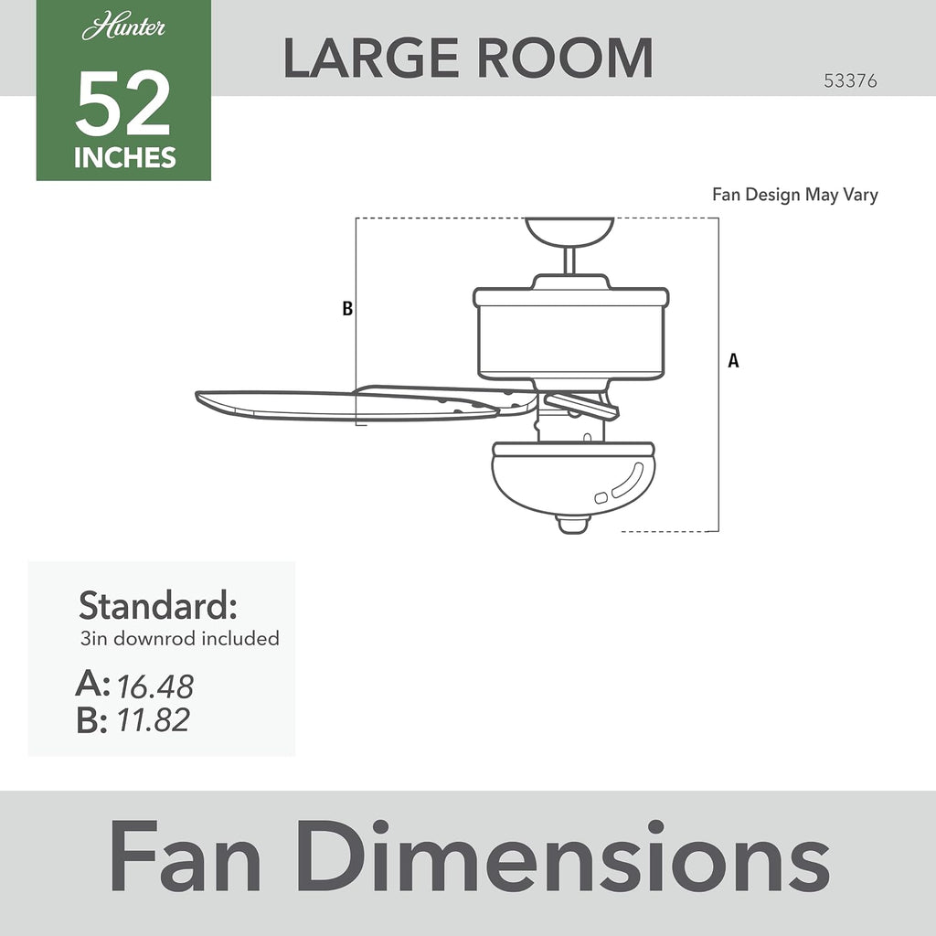 Hunter 52 inch Indoor Ceiling Fan with LED Light - Bronze Ceiling Fan with Pull Chain, For Bedroom, Living Room, or Kitchen, Standard Mount, No Remote, 5 Blades - Kenbridge 53376, Noble Bronze