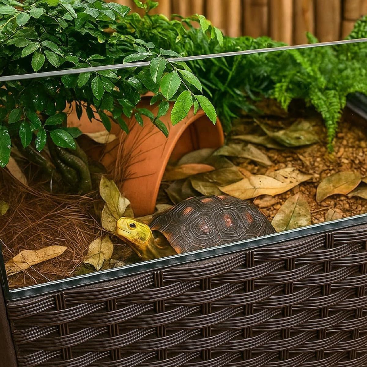 Tortoise Habitat & Reptile Enclosure – Indoor/Outdoor Turtle House with Leakproof Tray – Ideal for Pet Tortoises, Turtles & Amphibians – Breeding Box for Reptiles & Small Animals