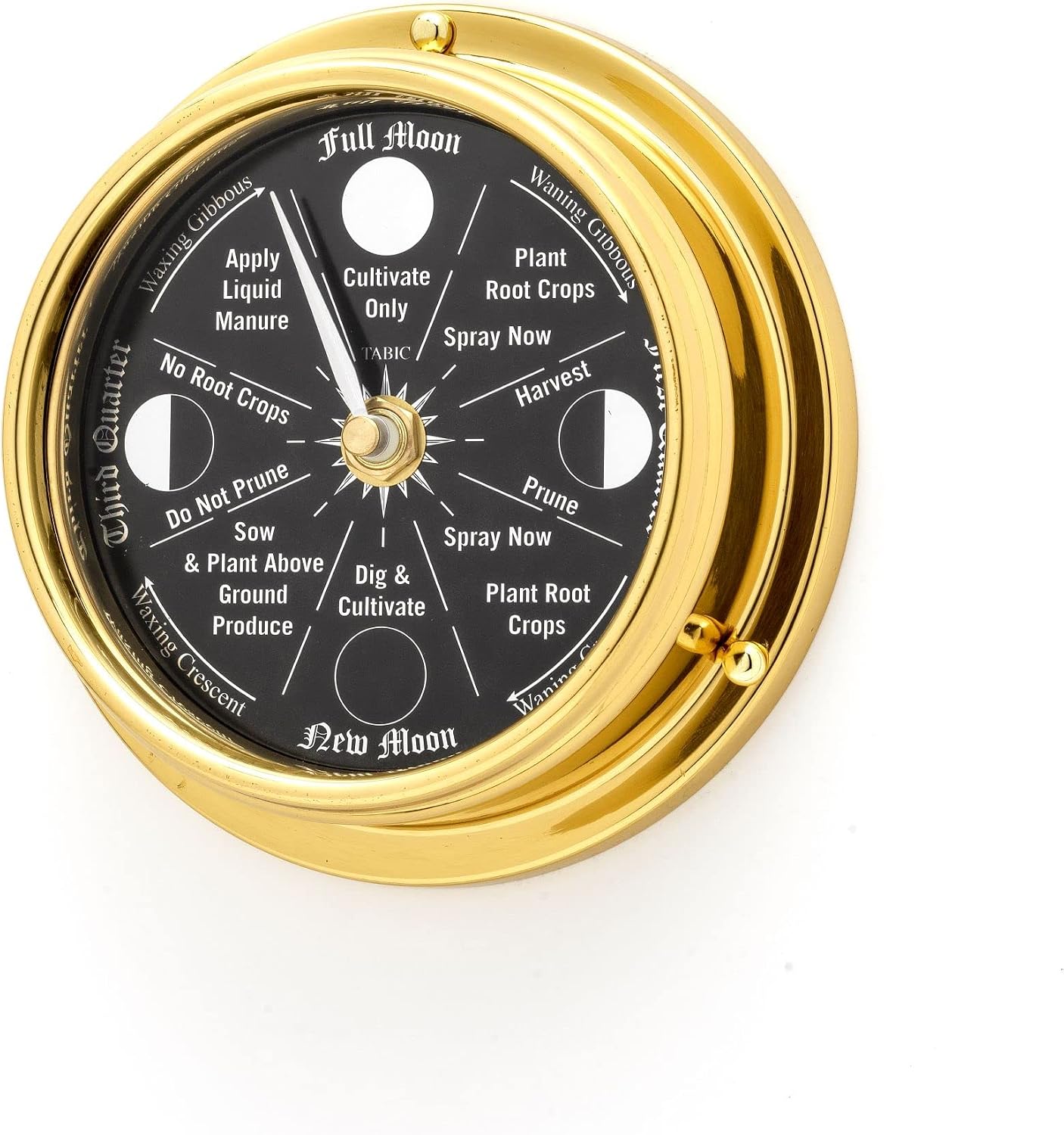 Prestige Brass Moon Gardening Clock - Lunar Harmony Guide with Moon Clocks -Essential Gardening Tool for Biodynamic & Organic Gardening - Get The Best Results and Transform Your Garden