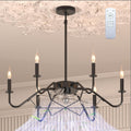 Ceiling Fan with Branch-Shaped Candlestick Chandelier 10%-100% Dimmable Rustic Hanging Chandelier for Bedroom, Dining Room, Kitchen Island, Foyer, Hallway-Black 29'