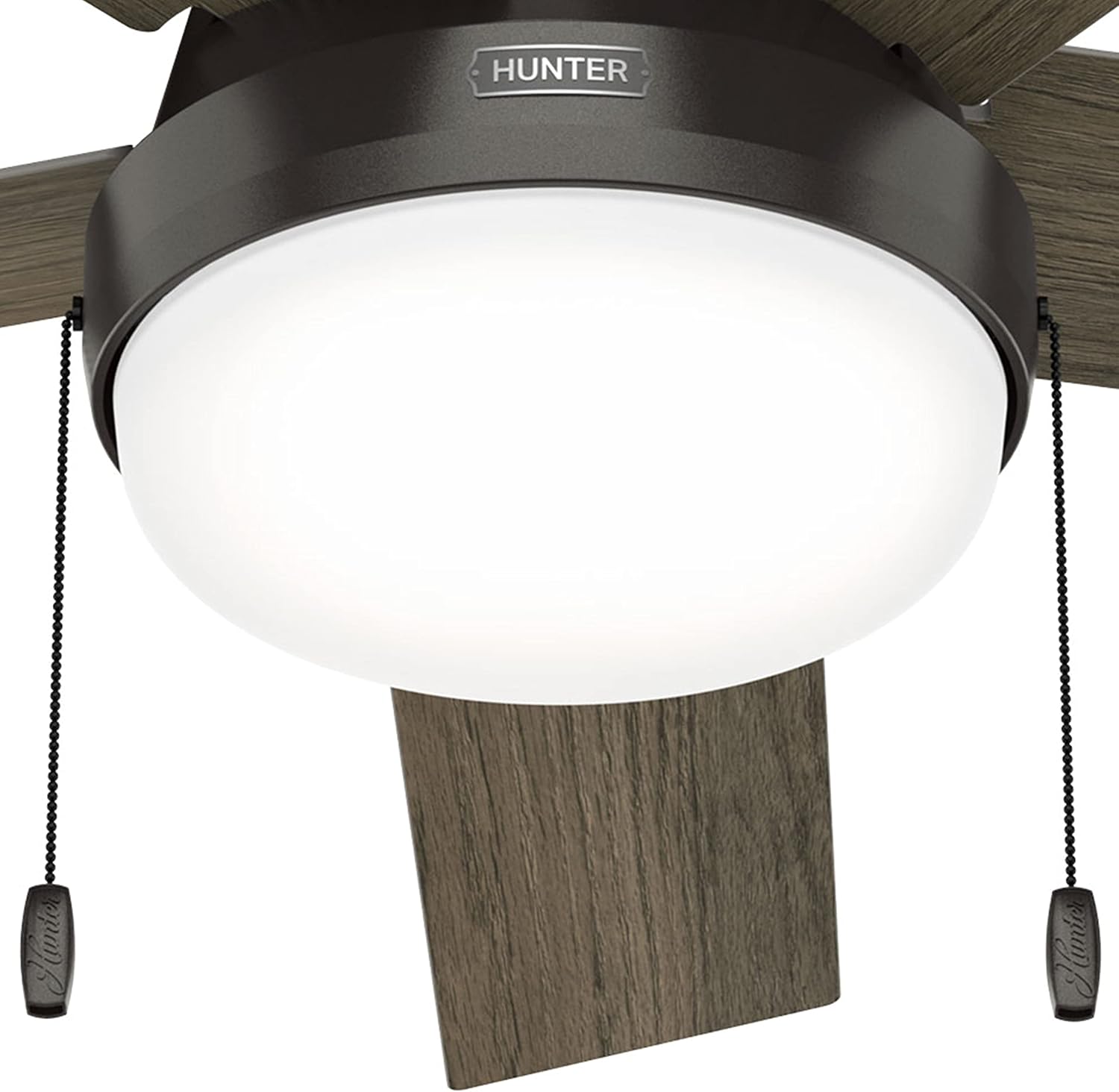 Hunter Fan 52 inch Low Profile Noble Bronze Indoor Ceiling Fan with LED Light Kit and Pull Chain (Renewed)