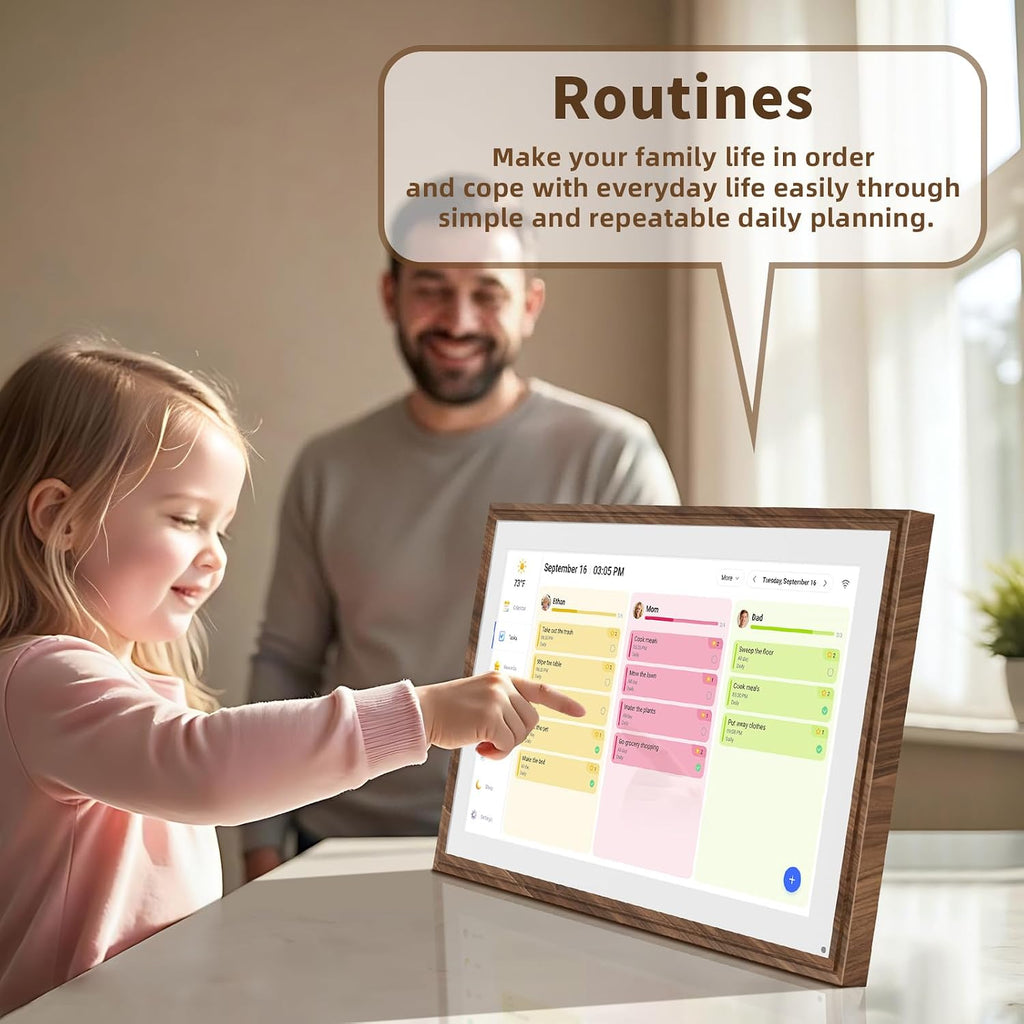 21.5 Inch Digital Calendar Chore Chart with Touchscreen - Full HD Interactive Display, Wall & Desk Mountable Family Planner, to-Do List & Meal Planner, Digital Picture Frame Gifts for Women Mom