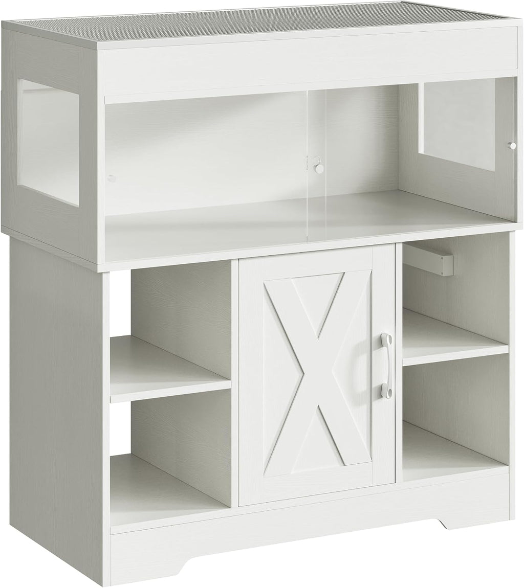 Herture 40 Gallon Reptile Terrarium Tank with Storage Cabinet, Reptile Tank with Stand, for Leopard Geckos, Corn Snakes, Juvenile Pets, Sliding Acrylic Doors, Mesh Top, Power Outlet, White PX03RTW