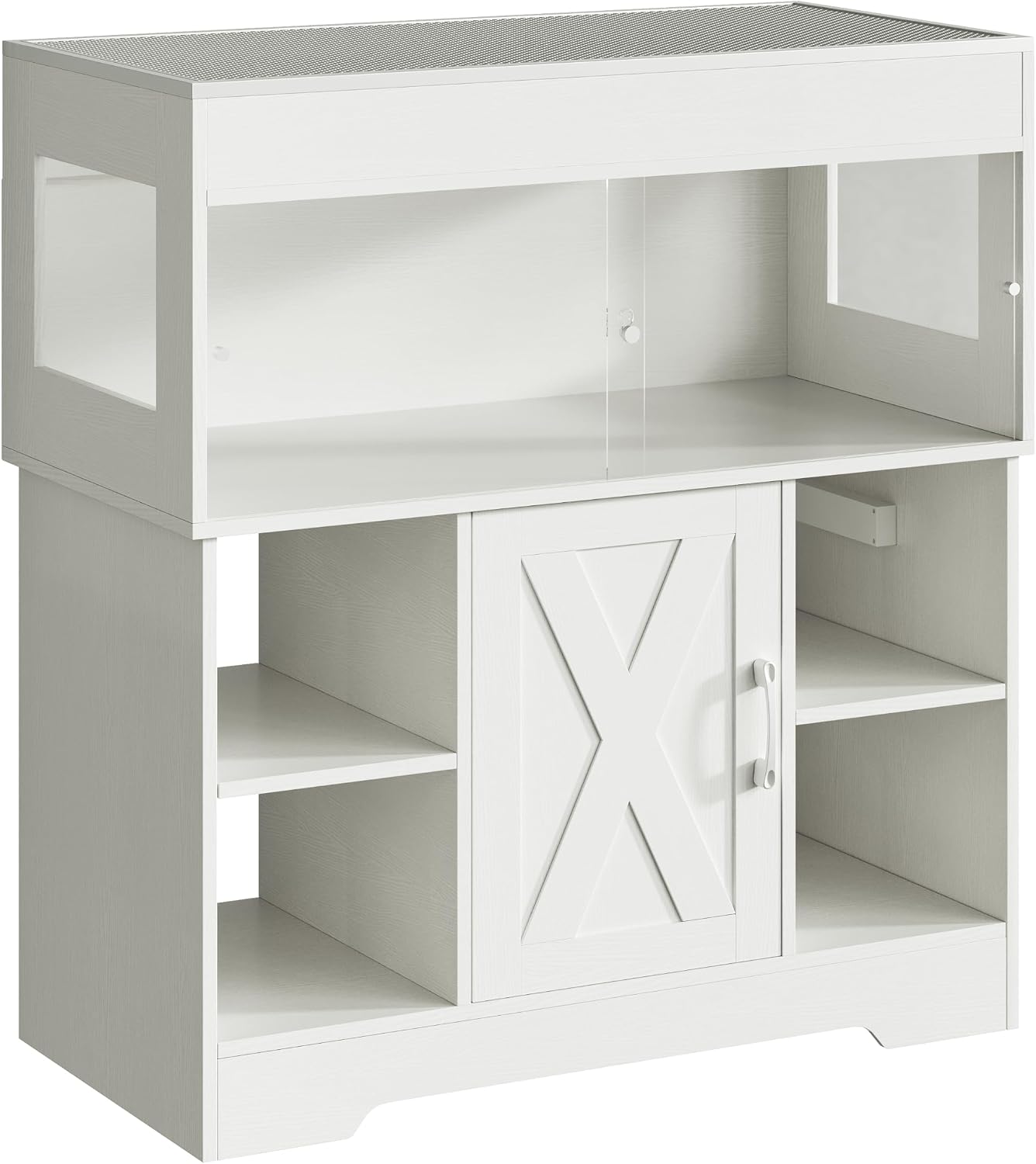 Herture 40 Gallon Reptile Terrarium Tank with Storage Cabinet, Reptile Tank with Stand, for Leopard Geckos, Corn Snakes, Juvenile Pets, Sliding Acrylic Doors, Mesh Top, Power Outlet, White PX03RTW