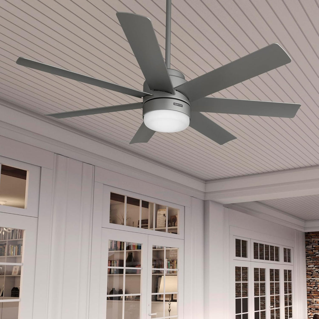 Hunter Brazos Outdoor with LED Light 52 inch Matte Silver - Matte Silver