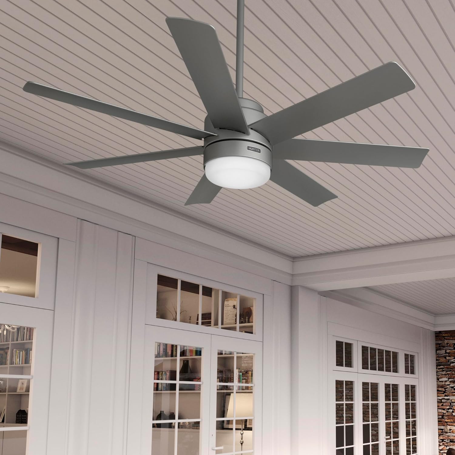 Hunter Brazos Outdoor with LED Light 52 inch Matte Silver - Matte Silver