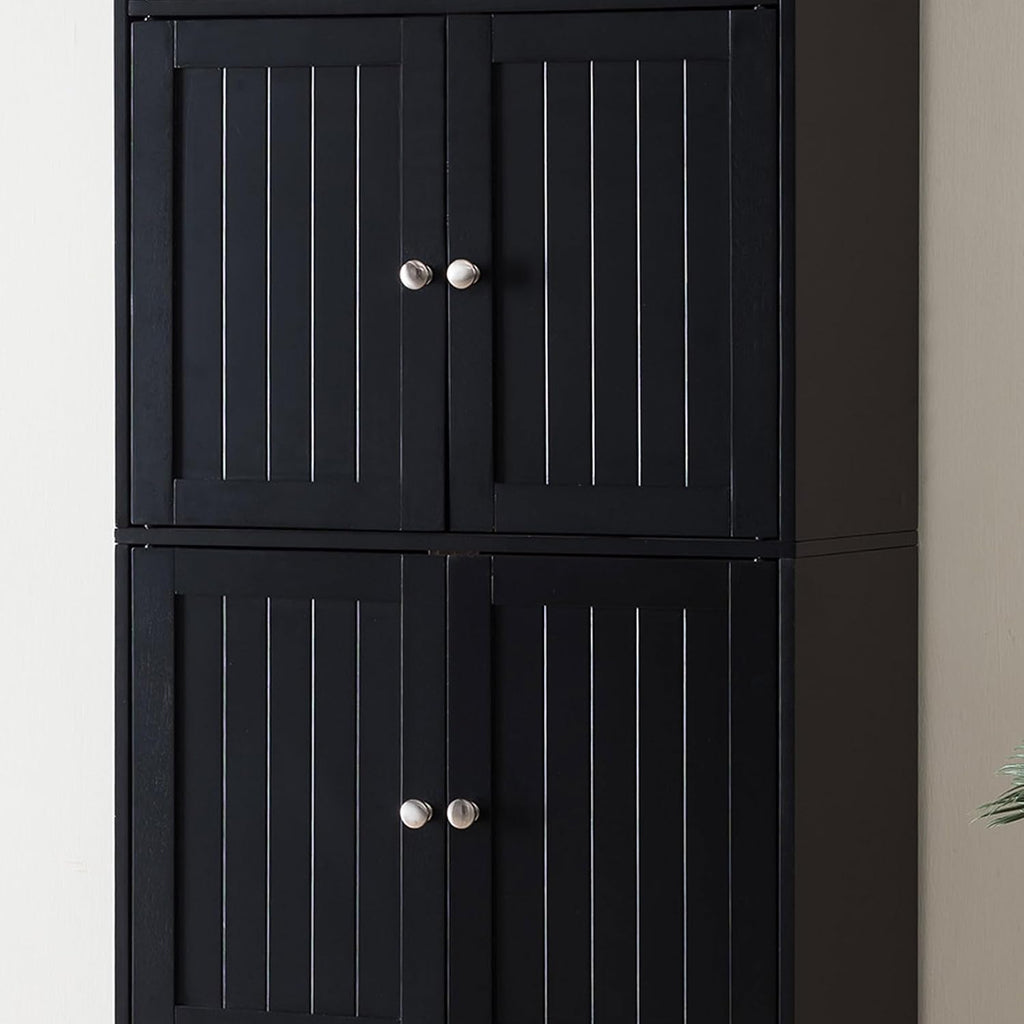 Kings Brand Furniture - Lyons 4-Tier 68' Kitchen Pantry Storage Cabinet with 8 Doors, Black